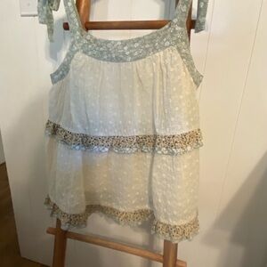 Easel Cream and Green Layered shirt